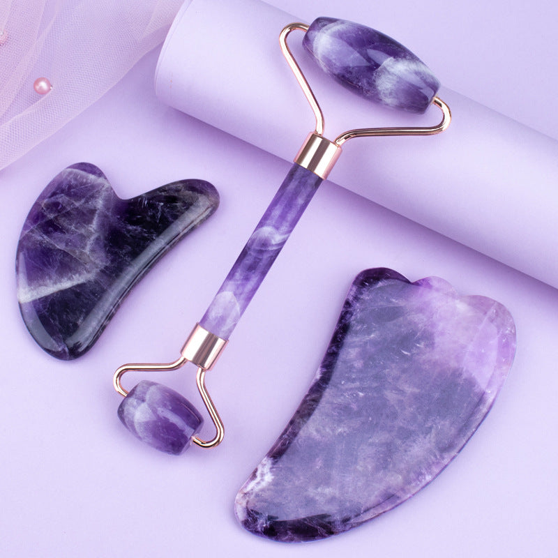 Amethyst Facial Roller & Heart Gua Sha Massager