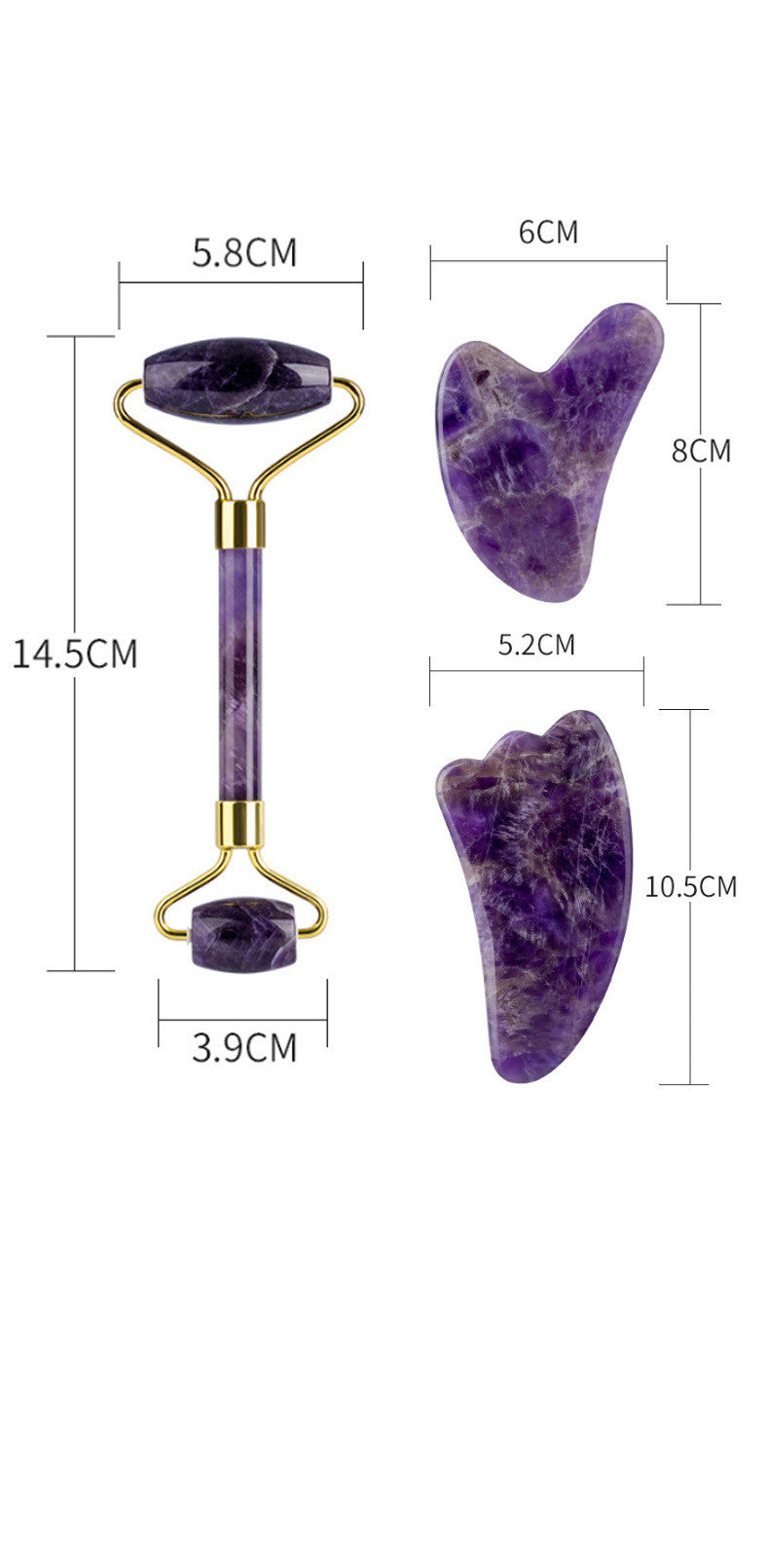 Amethyst Facial Roller & Heart Gua Sha Massager