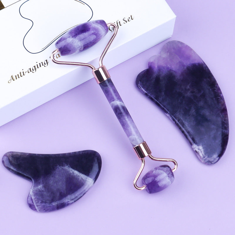 Amethyst Facial Roller & Heart Gua Sha Massager