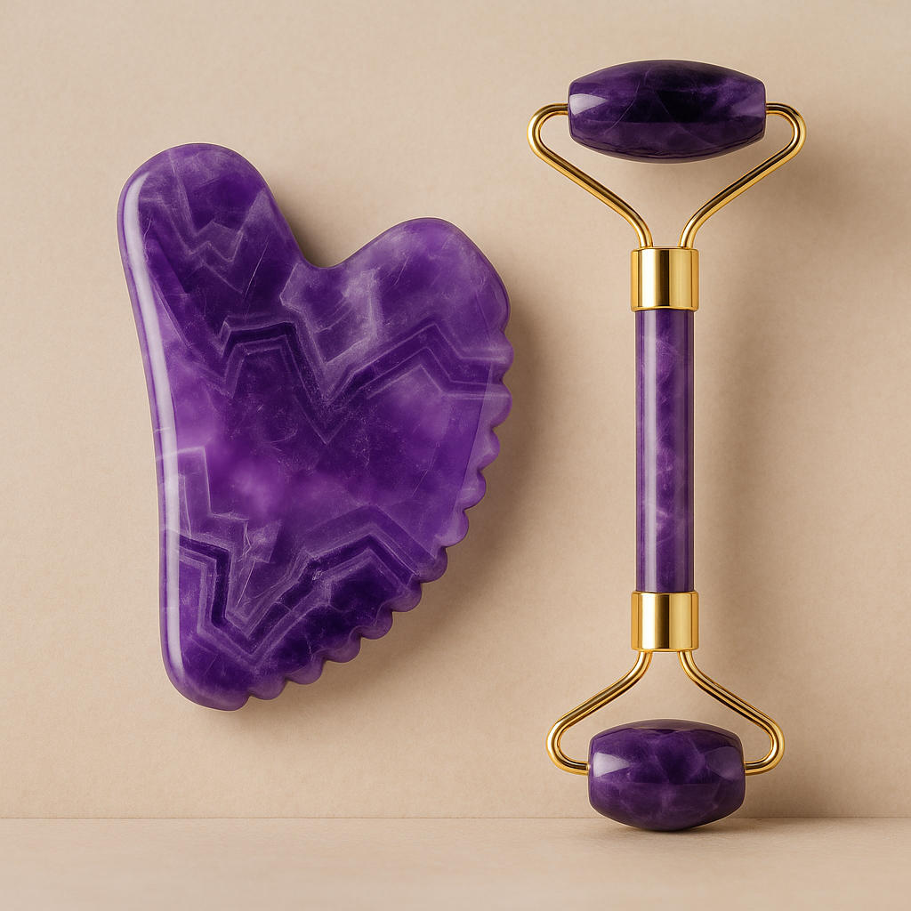 Amethyst Facial Roller & Heart Gua Sha Massager