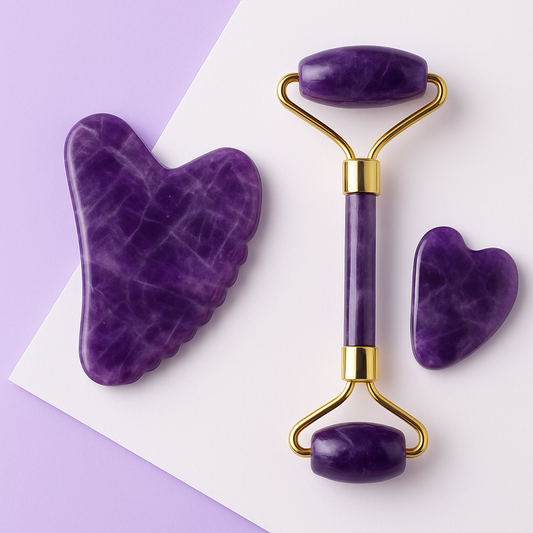 Amethyst Facial Roller & Heart Gua Sha Massager